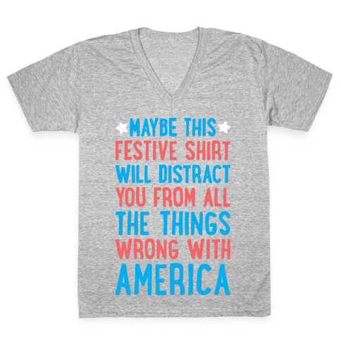 Festive American Distraction  V-Neck Tee Shirt