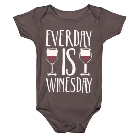 Everday Is Winesday White Print Baby One-Piece