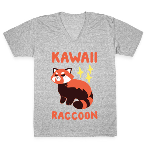 Kawaii Raccoon - Red Panda V-Neck Tee Shirt