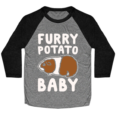 Furry Potato Baby Guinea Pig Parody White Print Baseball Tee