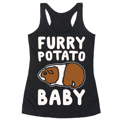 Furry Potato Baby Guinea Pig Parody White Print Racerback Tank Top