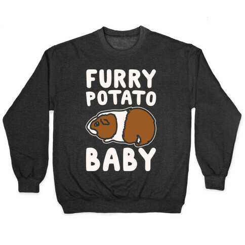 Furry Potato Baby Guinea Pig Parody White Print Pullover