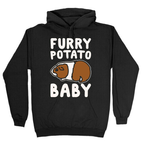 Furry Potato Baby Guinea Pig Parody White Print Hooded Sweatshirt