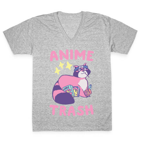 Anime Trash - Raccoon V-Neck Tee Shirt