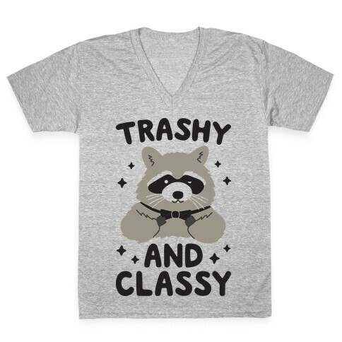 Trashy And Classy Raccoon V-Neck Tee Shirt