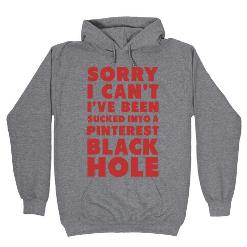 Sorry I can't I've been Sucked into a Pinterest Blackhole Hooded Sweatshirt