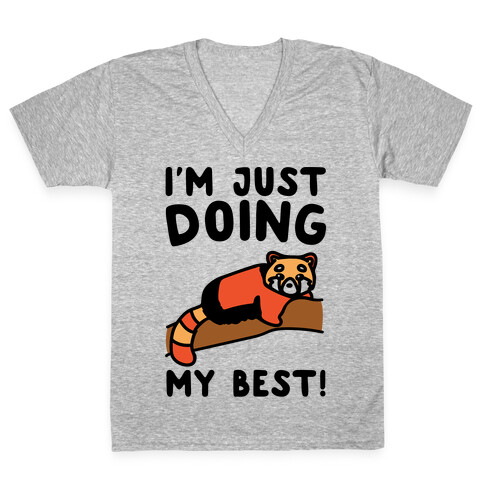 Red Panda Just Doing Her Best  V-Neck Tee Shirt