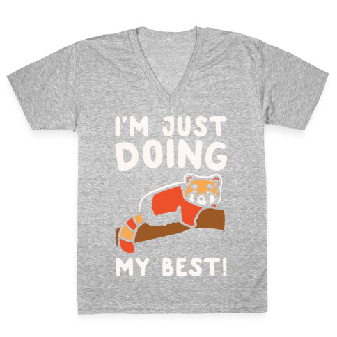 Red Panda Just Doing Her Best White Print V-Neck Tee Shirt