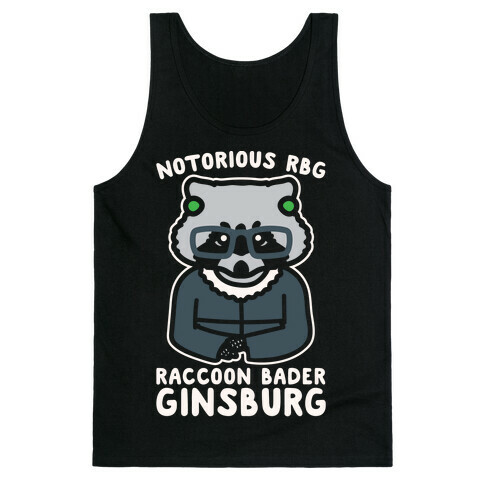 Notorious RBG Raccoon Bader Ginsburg Parody White Print Tank Top