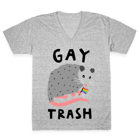 Gay Trash Opossum V-Neck Tee Shirt