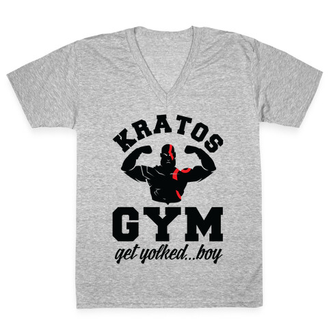 Kratos Gym Get Yolked Boy V-Neck Tee Shirt