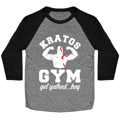 Kratos Gym Get Yolked Boy Baseball Tee