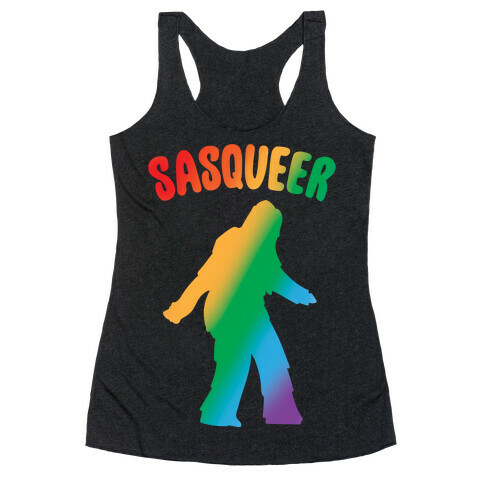 Sasqueer Parody White Print Racerback Tank Top