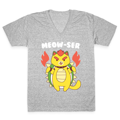 Meow-ser Bowser V-Neck Tee Shirt