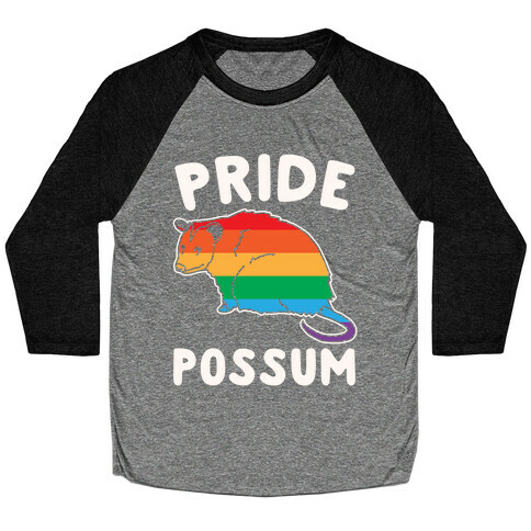 Pride Possum White Print Baseball Tee