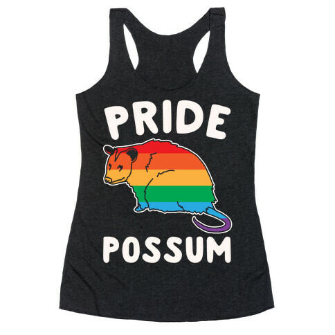 Pride Possum White Print Racerback Tank Top