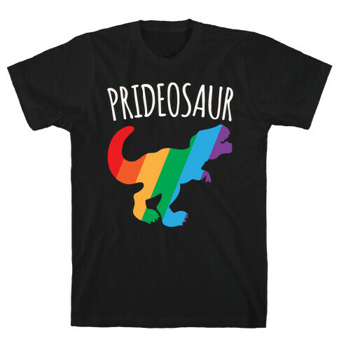 Prideosaur White Print  T-Shirt