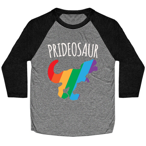 Prideosaur White Print  Baseball Tee