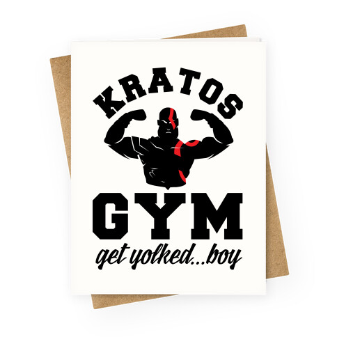 Kratos Gym Get Yolked Boy Greeting Card