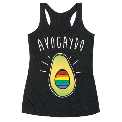 Avogaydo Parody White Print Racerback Tank Top