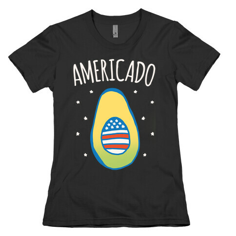 Americado Parody White Print Womens T-Shirt