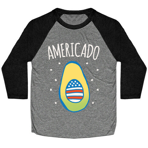 Americado Parody White Print Baseball Tee