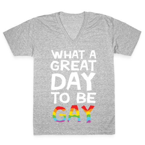 What A Great Day To Be Gay V-Neck Tee Shirt
