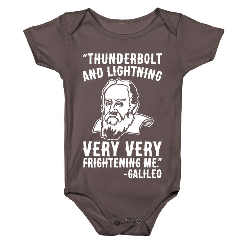 Thunderbolt and Lightning Very Very Frightening Me Galileo Parody White Print Baby One-Piece