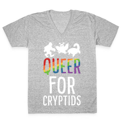 Queer for Cryptids V-Neck Tee Shirt