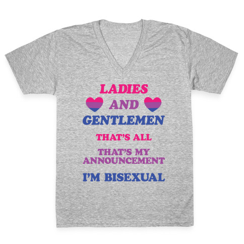 Ladies And Gentlemen I'm Bisexual V-Neck Tee Shirt