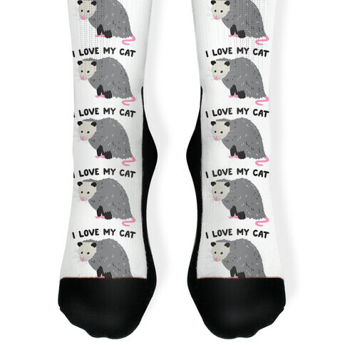 I Love My Cat Opossum Sock