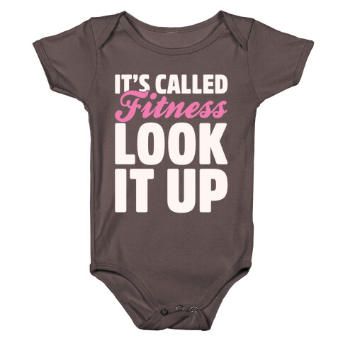 It's Called Fitness Look It Up White Print Baby One-Piece