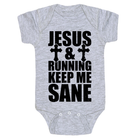 Jesus and Running Keep Me Sane (Vintage) Baby One-Piece