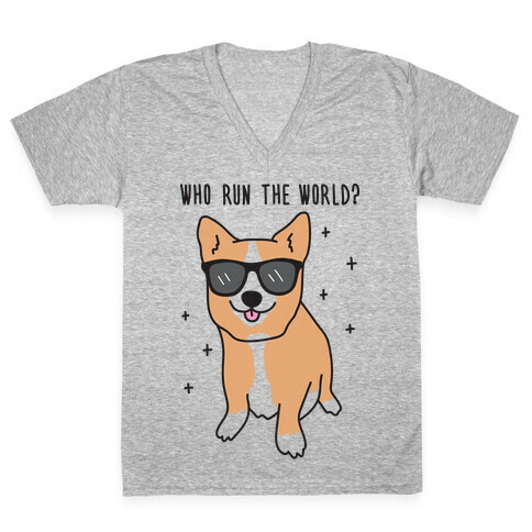 Who Run The World? Corgis V-Neck Tee Shirt