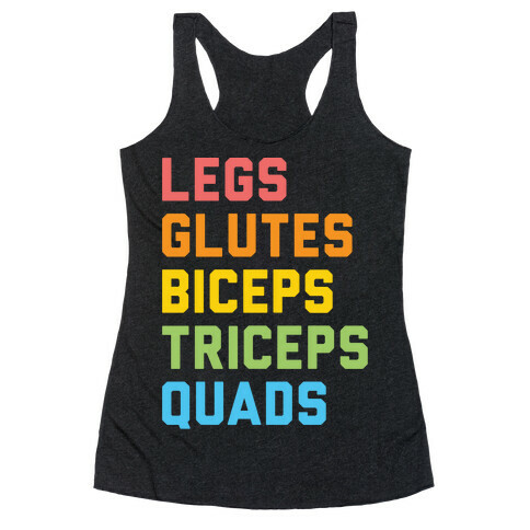 Legs Glutes Biceps Triceps Quads LGBTQ Fitness Racerback Tank Top