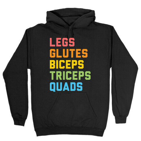 Legs Glutes Biceps Triceps Quads LGBTQ Fitness Hooded Sweatshirt