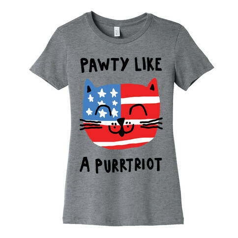 Pawty Like A Purrtriot Womens T-Shirt