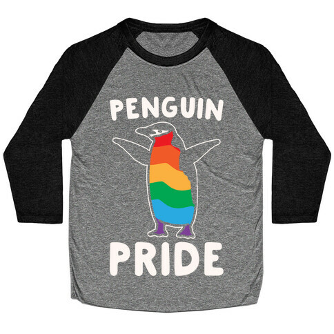 Penguin Pride White Print Baseball Tee