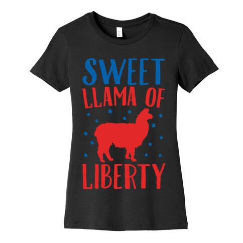 Sweet Llama of Liberty White Print Womens T-Shirt