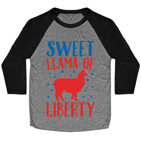 Sweet Llama of Liberty White Print Baseball Tee