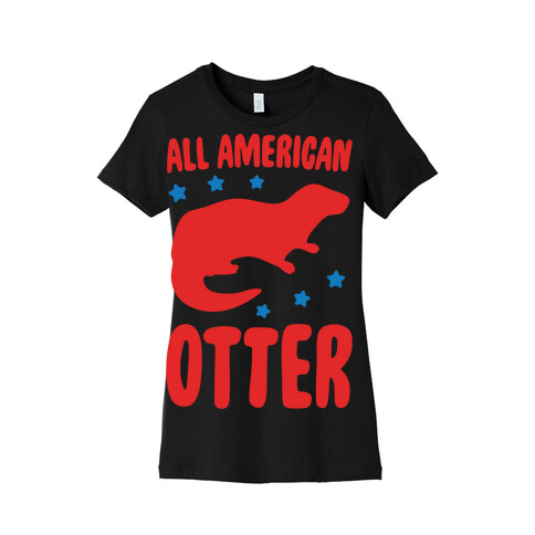 All American Otter White Print Womens T-Shirt