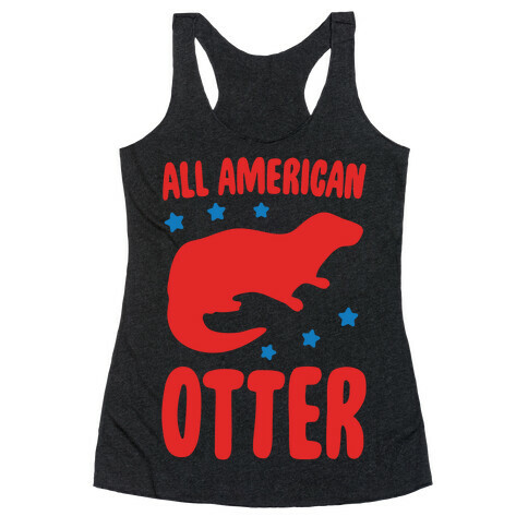 All American Otter White Print Racerback Tank Top