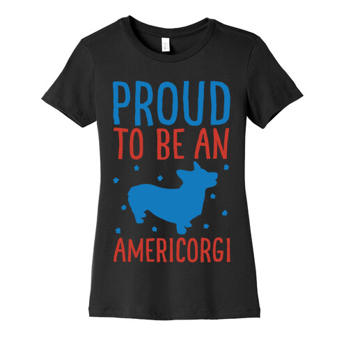 Proud To Be An Amercorgi White Print Womens T-Shirt