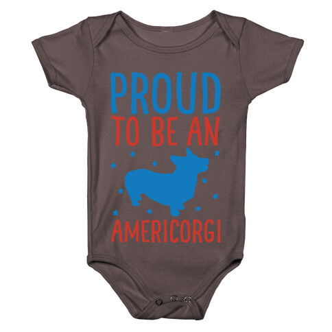 Proud To Be An Amercorgi White Print Baby One-Piece