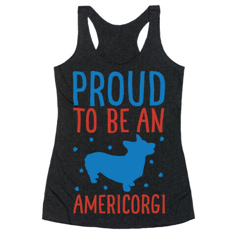 Proud To Be An Amercorgi White Print Racerback Tank Top