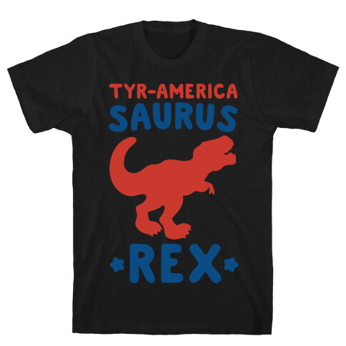 Tyr-America-Saurus Rex Parody White Print T-Shirt