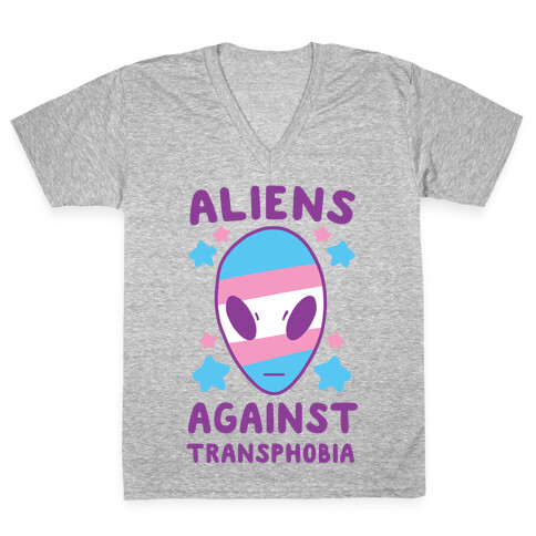 Aliens Against Transphobia V-Neck Tee Shirt