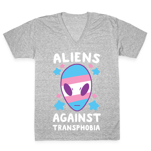 Aliens Against Transphobia  V-Neck Tee Shirt