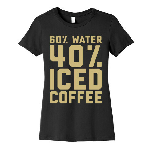 60% Water 40% Iced Coffee White Print Womens T-Shirt