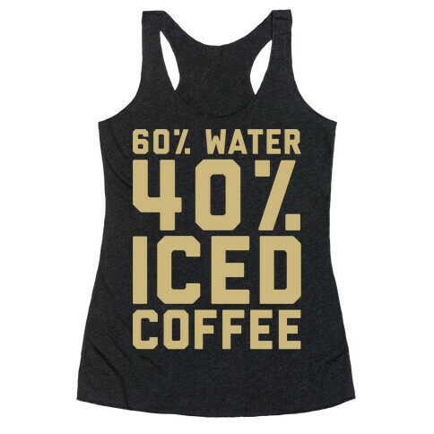 60% Water 40% Iced Coffee White Print Racerback Tank Top